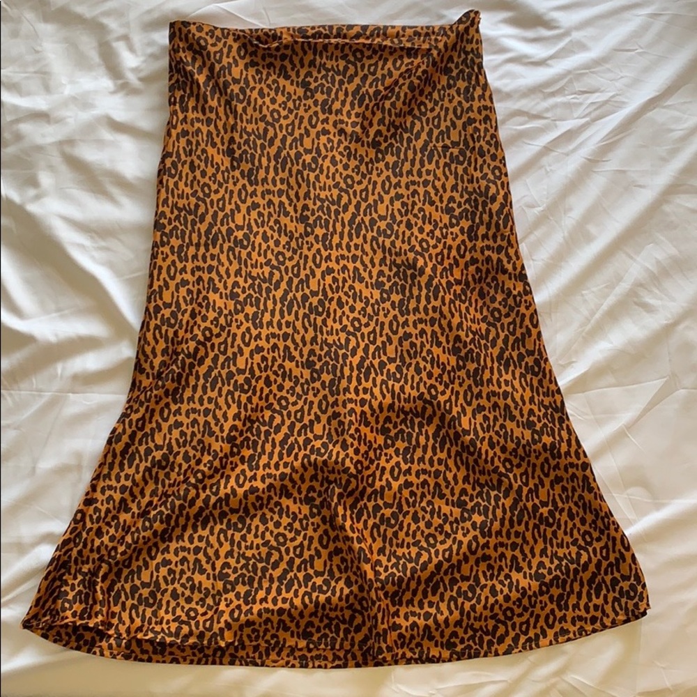 Leopard Print Silk Skirt